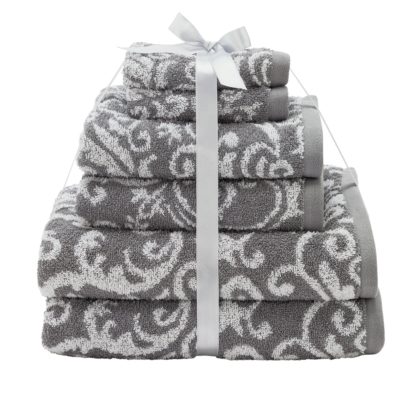 HOME - Damask 6 Piece - Towel Bale - Grey